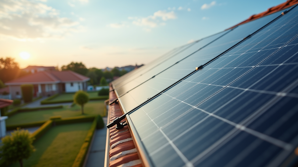 Wide angle view of a residential solar panel installation