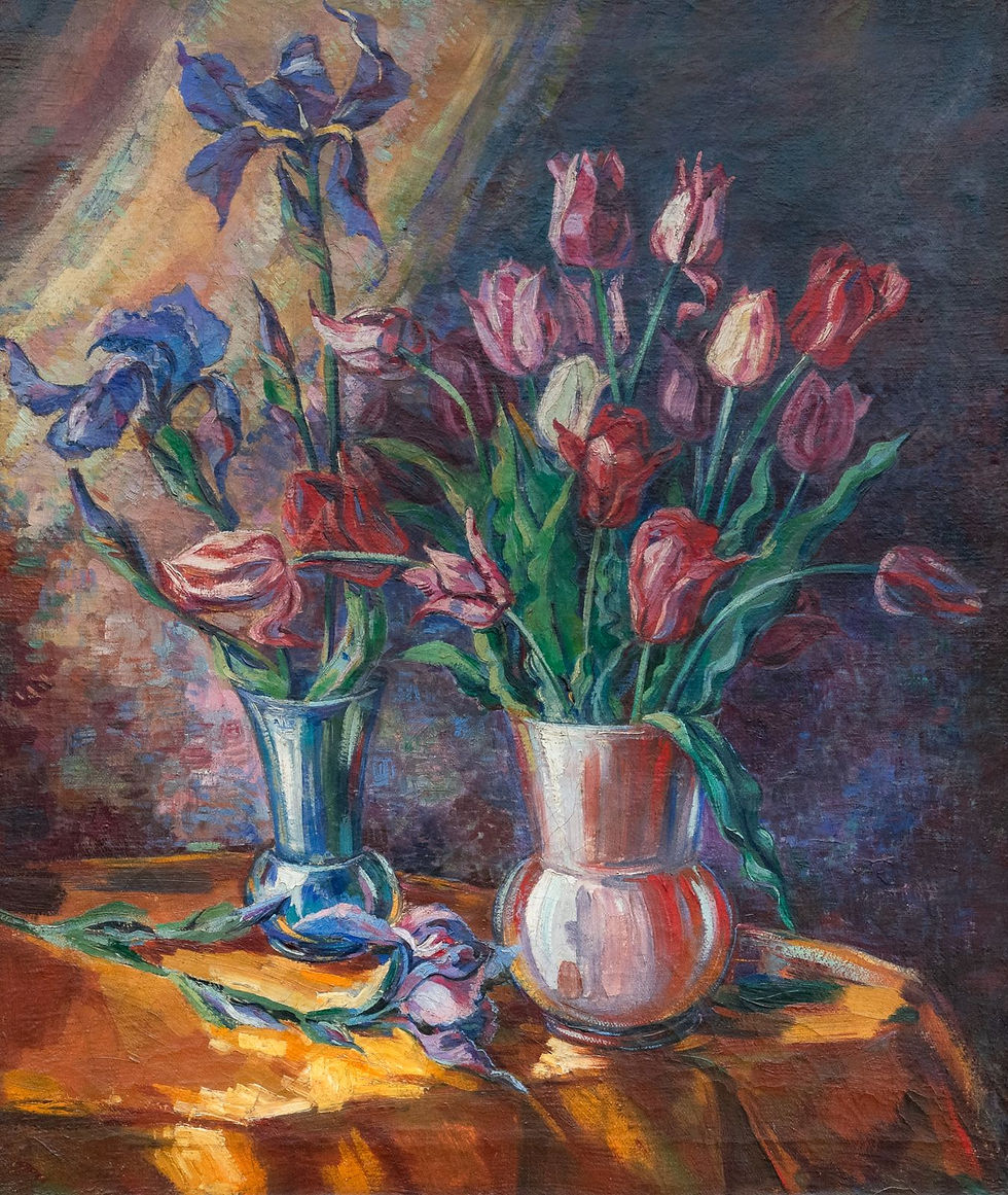 M-1946-5     Iris and Tulips in Vases