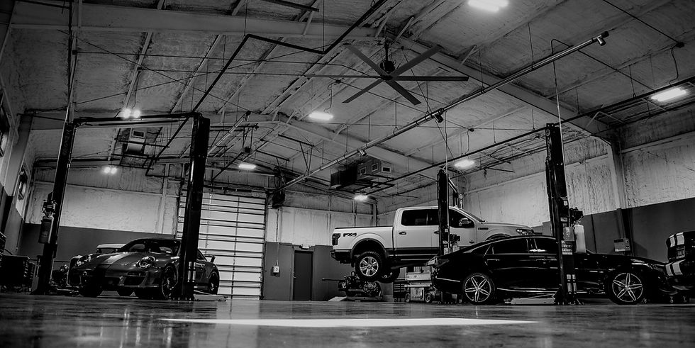 Eye-level view of a vibrant garage workspace filled with tools