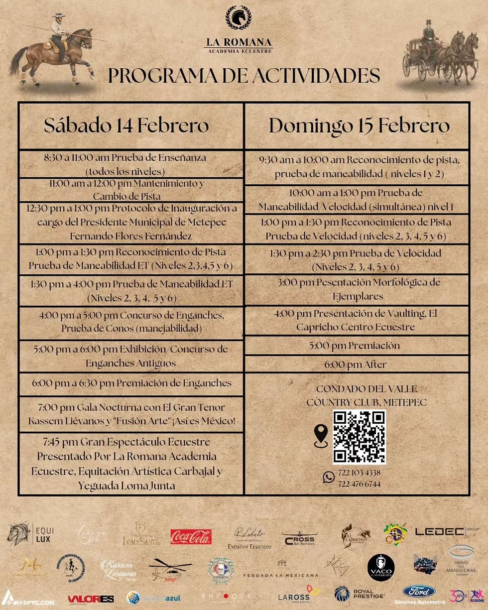 programa de actividades del campeonato nacional ecuestre ametac