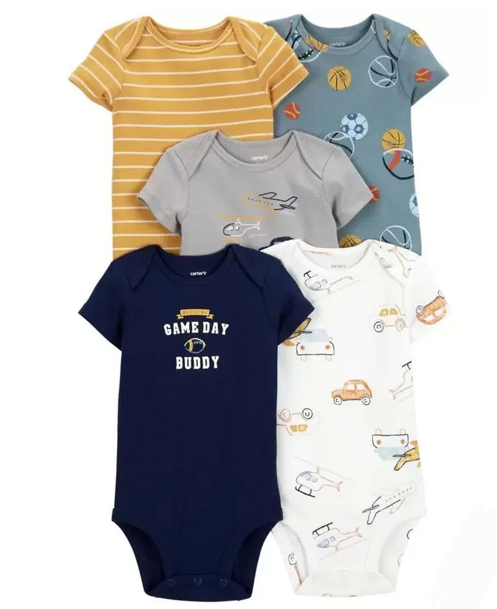 Kit body Carter´s Carrinhos manga curta 3meses - 5 peças
