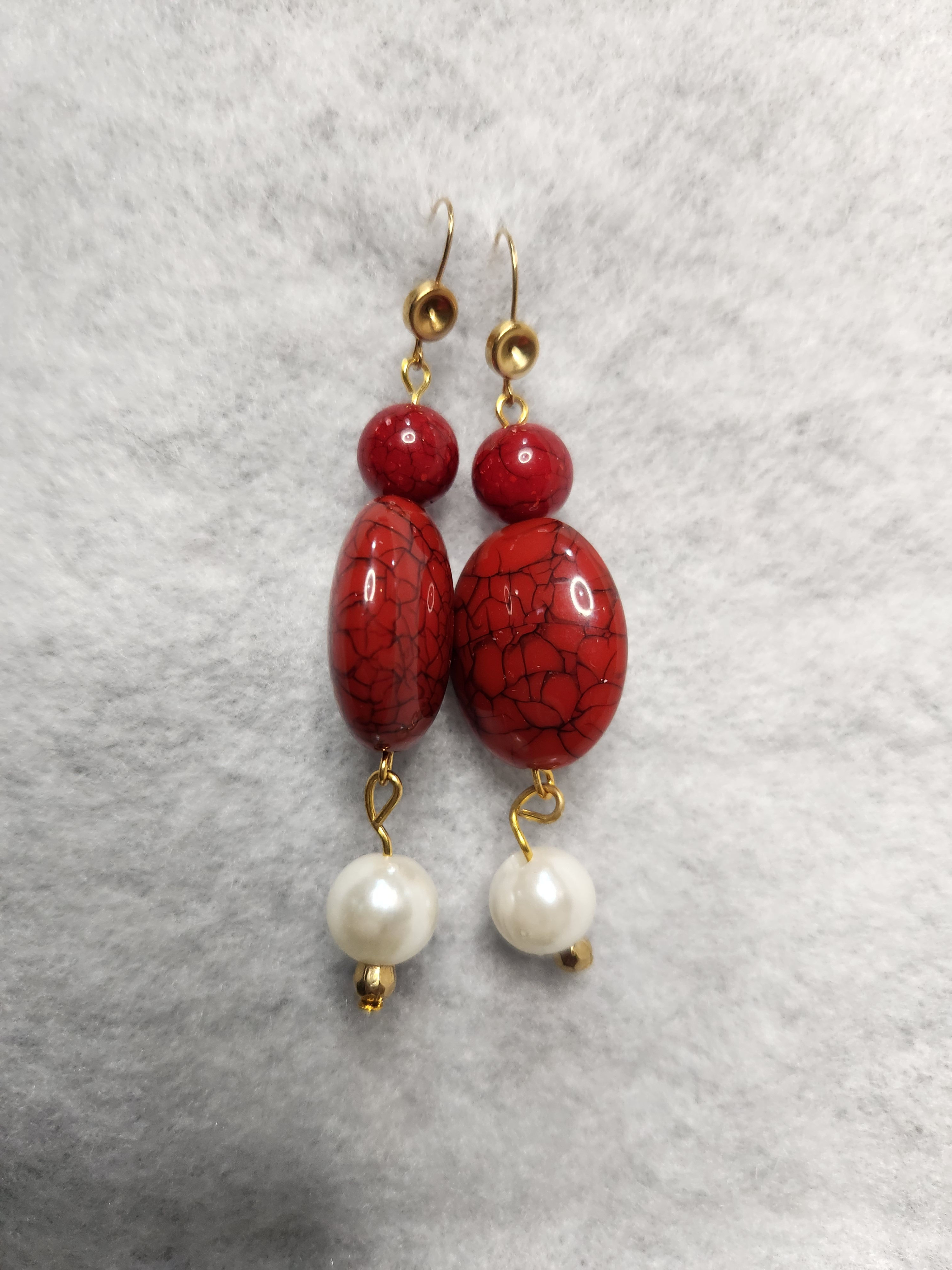 Pearl Red Earrings