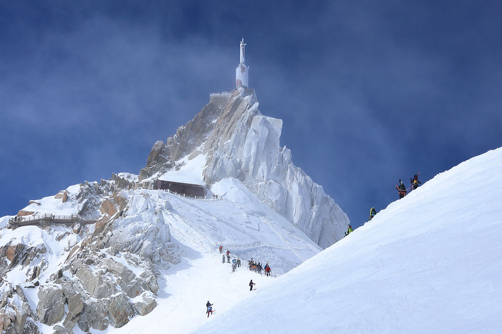 Descente de l'arête de l'aiguille du Midi à ski