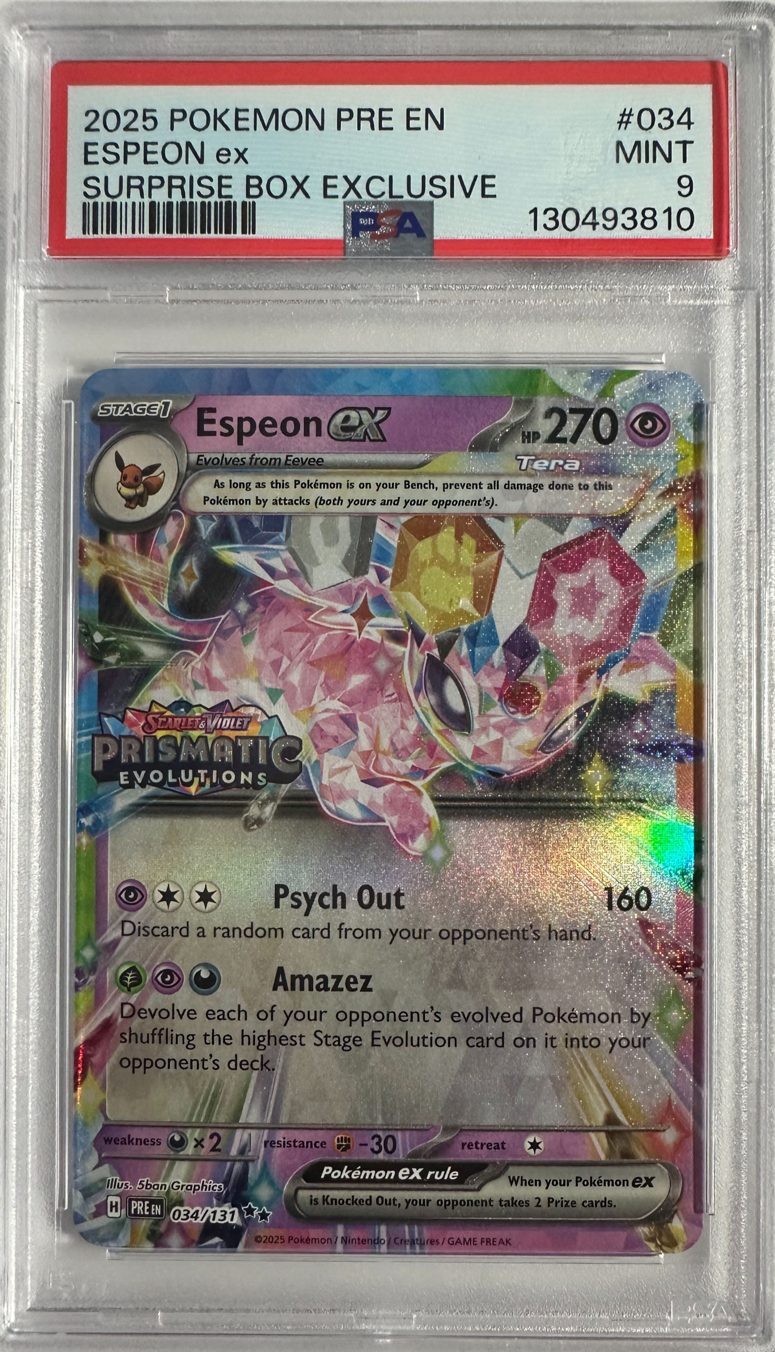 ESPEON EX : PSA 9 : STAMPED