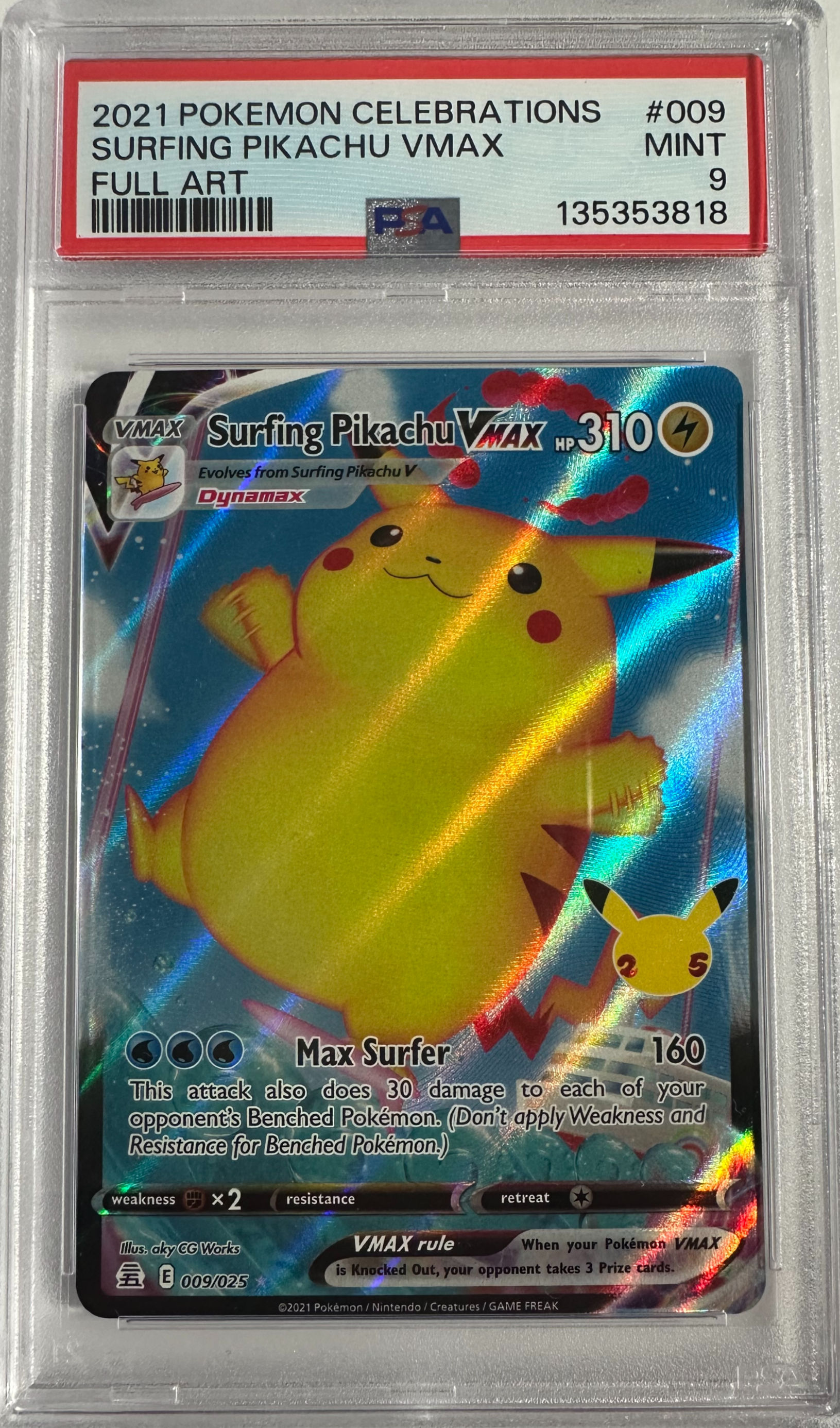 SURFING PIKACHU VMAX : PSA9