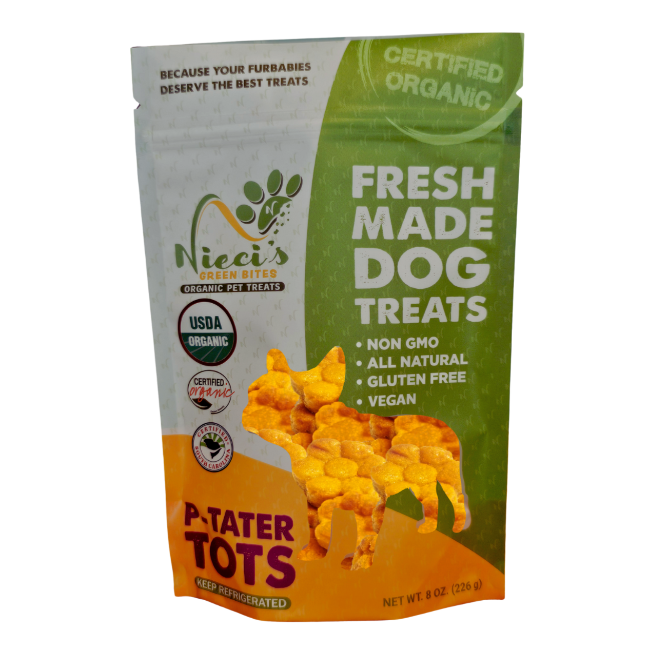 P-Tater - Tots Organic vegan dog treats for happy, healthy pups
