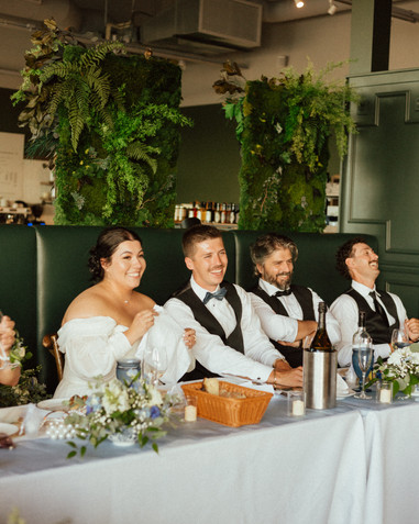 Katerina and Tyler celebrating their Nanoose Bay wedding with beach portraits and reception on Vancouver Island