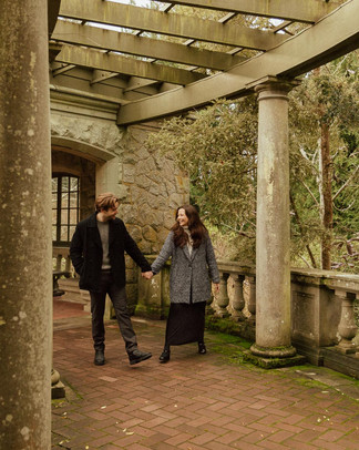 Elaine and Sam engagement photos at Hatley Castle in Victoria BC during their engagement session