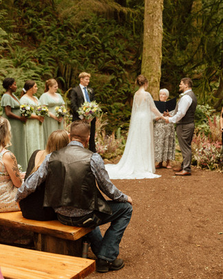 Abigail and Lucas celebrating their Cedar Haven wedding in Sooke BC surrounded by forest and nature