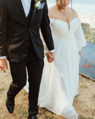 Katerina and Tyler celebrating their Nanoose Bay wedding with beach portraits and reception on Vancouver Island