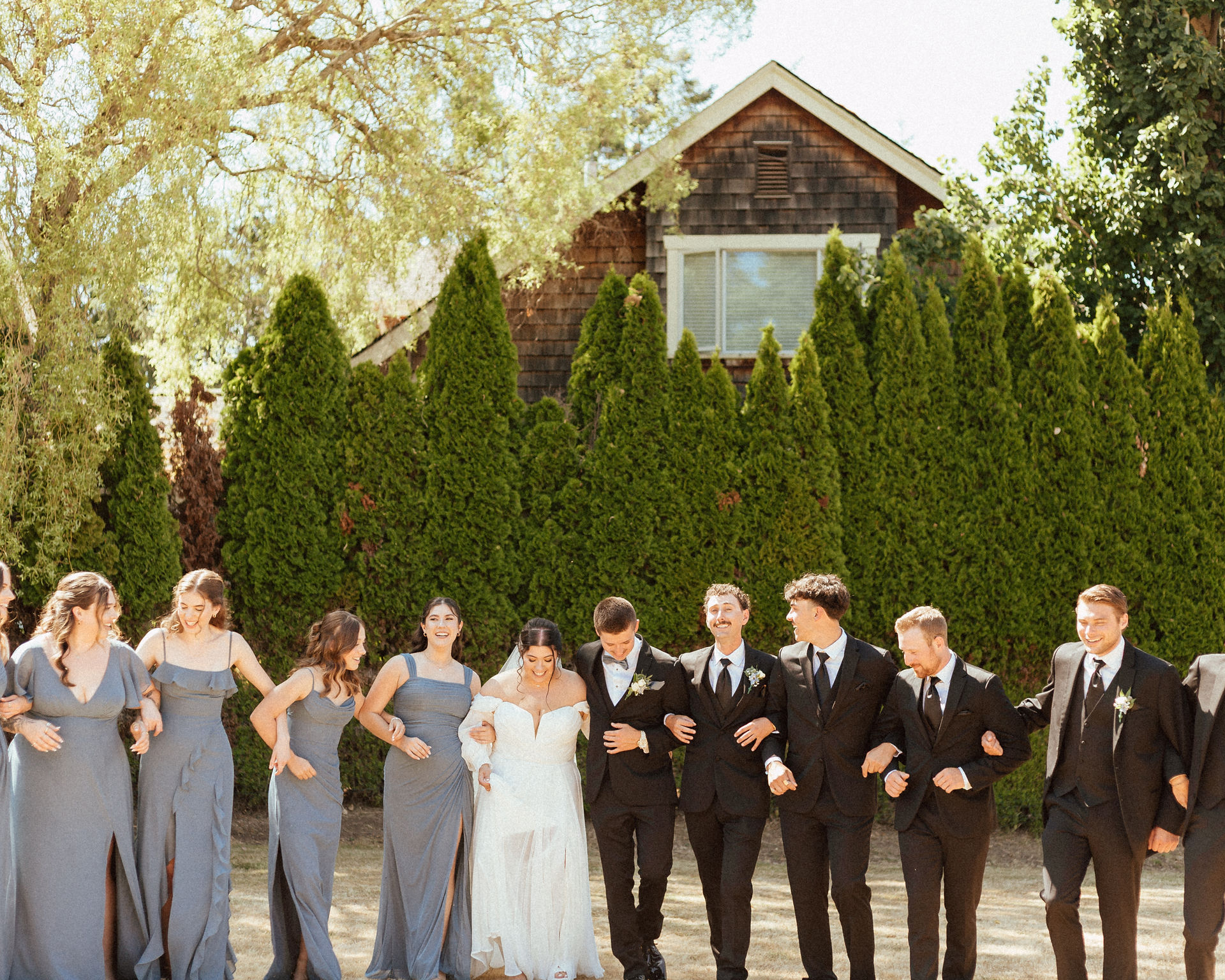 Katerina and Tyler celebrating their Nanoose Bay wedding with beach portraits and reception on Vancouver Island