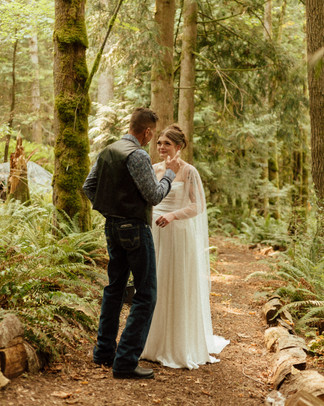 Abigail and Lucas celebrating their Cedar Haven wedding in Sooke BC surrounded by forest and nature
