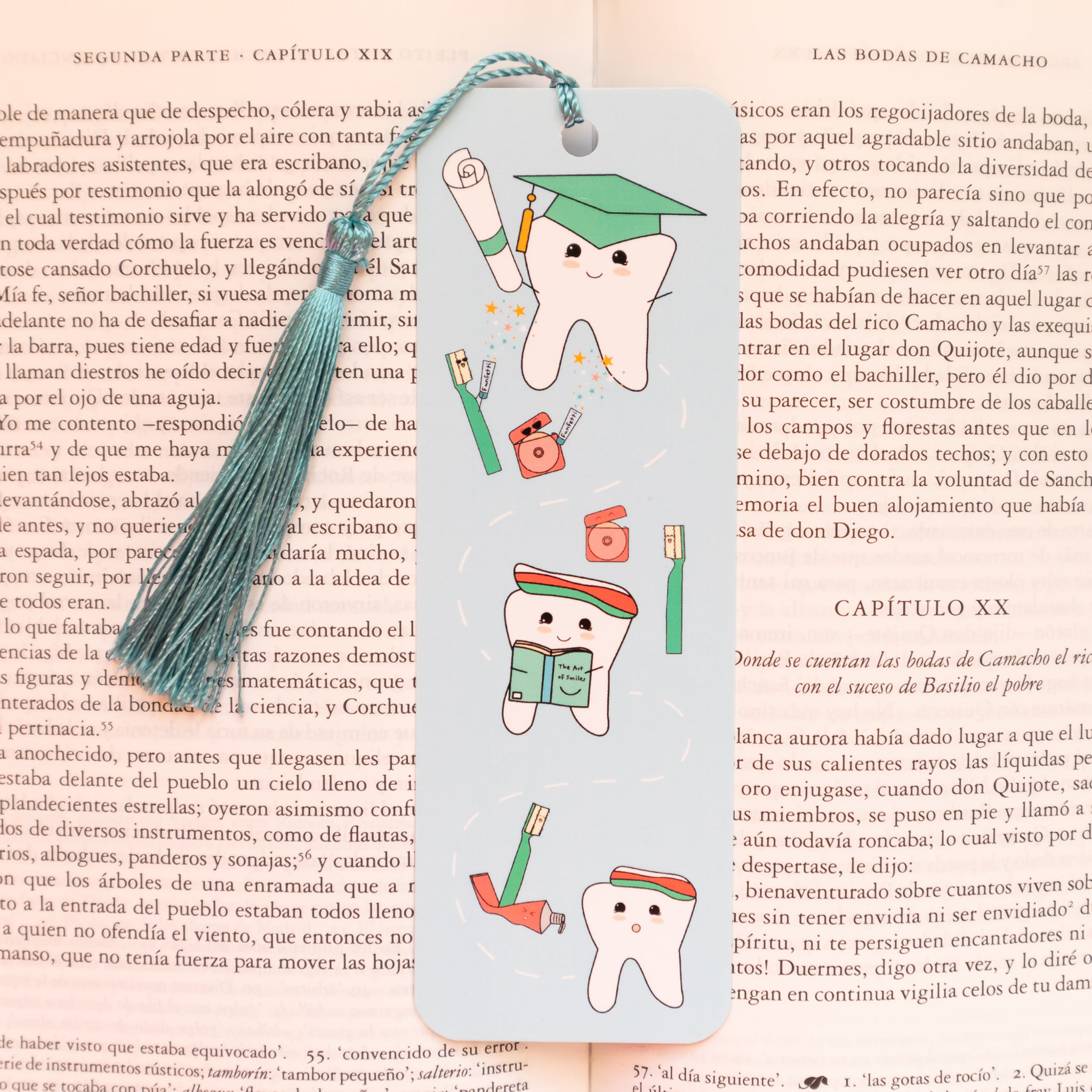 Blue bookmark depicting the path to graduation from dental hygiene school