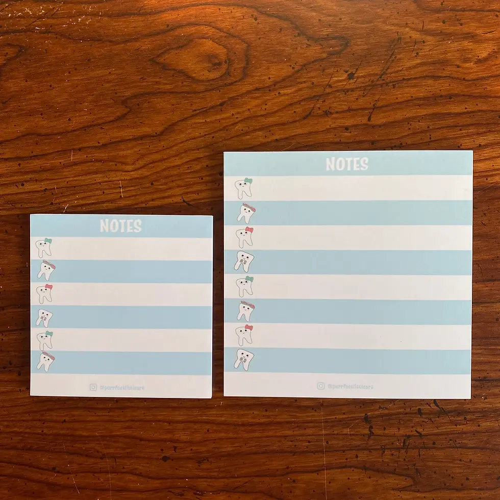 Thumbnail: Dancing Teeth Dental Notepad - Blue stripes