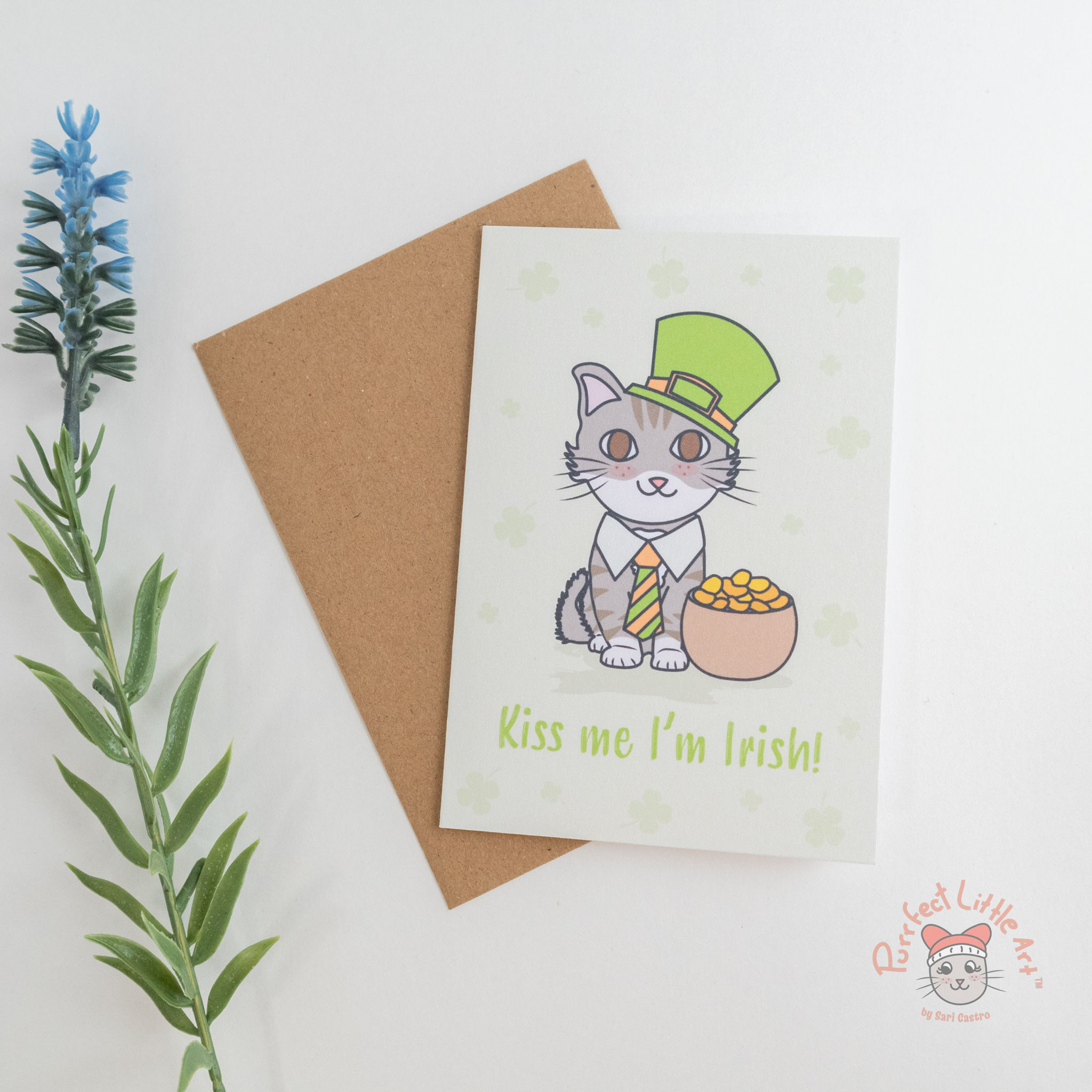 Kiss Me, I'm Irish - Cat Card