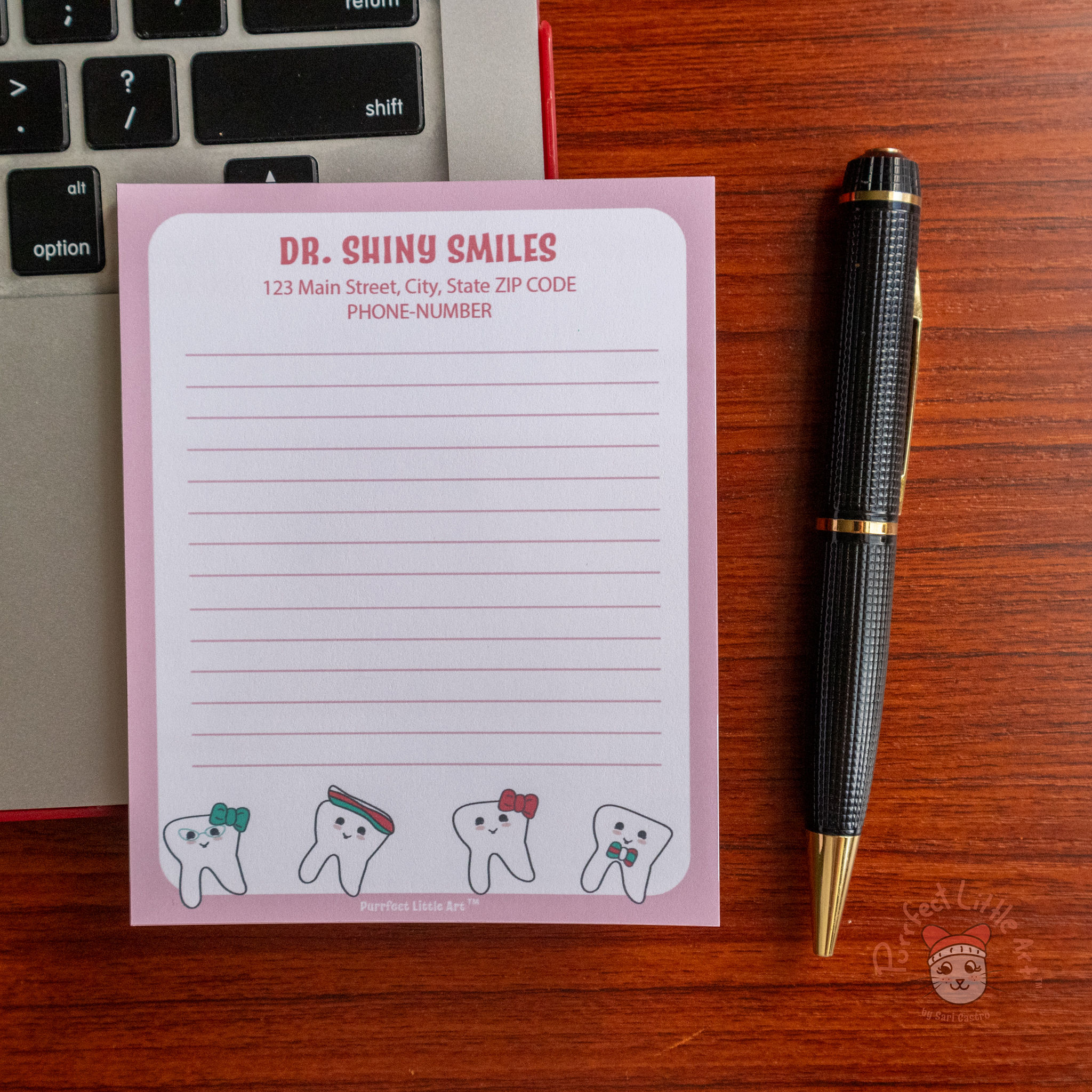 Personalized Dental Clinic Notepad - Dancing Teeth