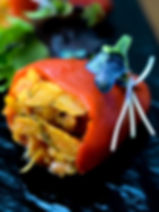 Pimientos Piquillos Rellenos de Bacalao a la Vizcaina/Spanish Style Cod Fish Stuffed Piquillo Peppers