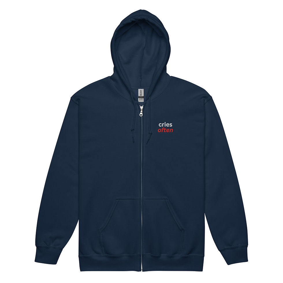 Miniaturbild: Unisex Kapuzenpullover mit Reißverschluss aus schwerem Mischgewebe Cries Often