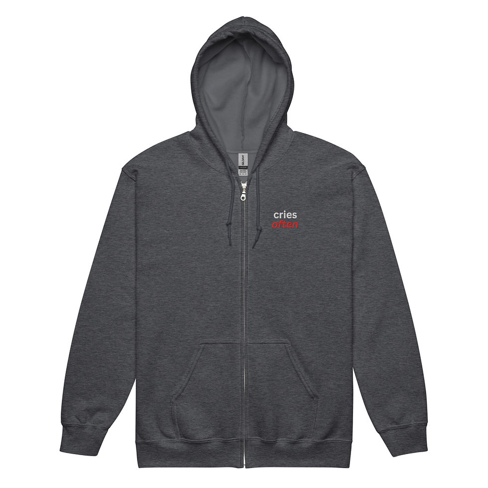Miniaturbild: Unisex Kapuzenpullover mit Reißverschluss aus schwerem Mischgewebe Cries Often