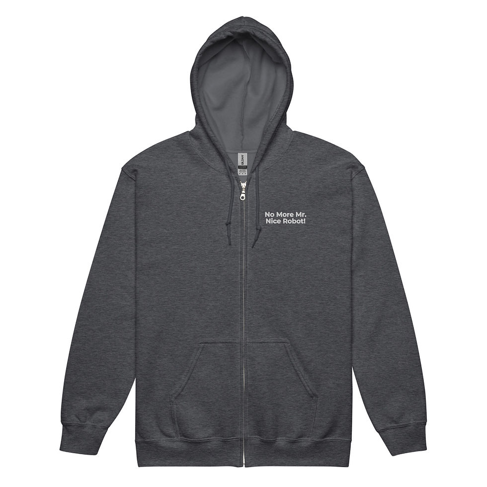 Miniatura: Sudadera unisex con capucha y cremallera de mezcla gruesa ¡No más Mr. Nice Robot!