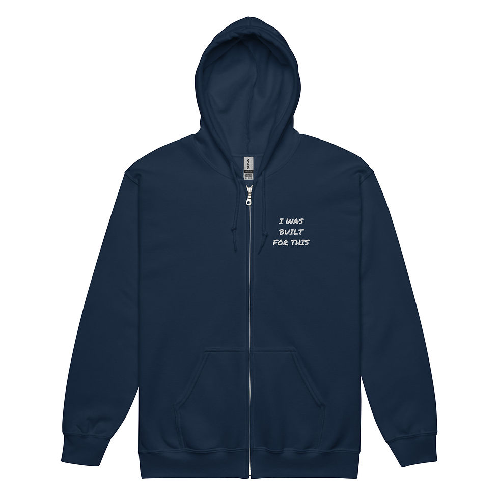 Miniaturbild: Unisex-Kapuzenpullover aus schwerem Mischgewebe mit Reißverschluss „I was Built for This“