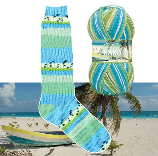 Пряжа шкарпеткова Nako Boho 81926