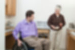Caregiver preparing food for client