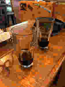 two empty glasses of beer