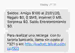 Balance request text response telcel