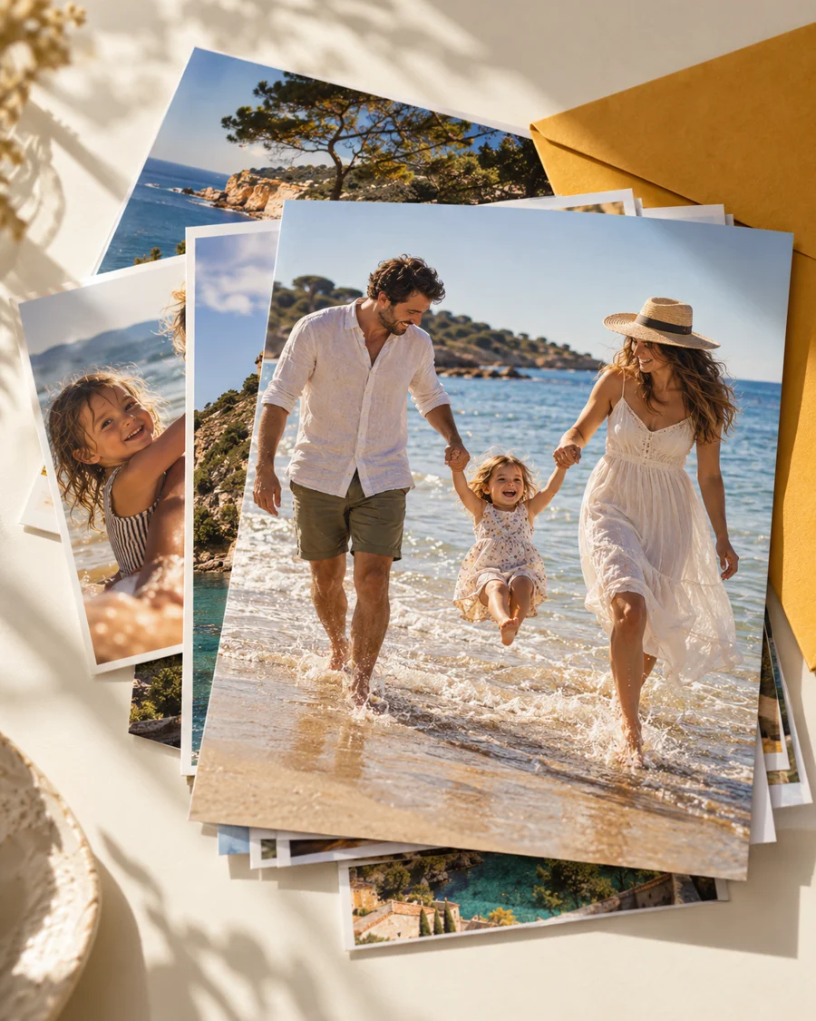 Tirages de photos de famille sur papier, illustration du service