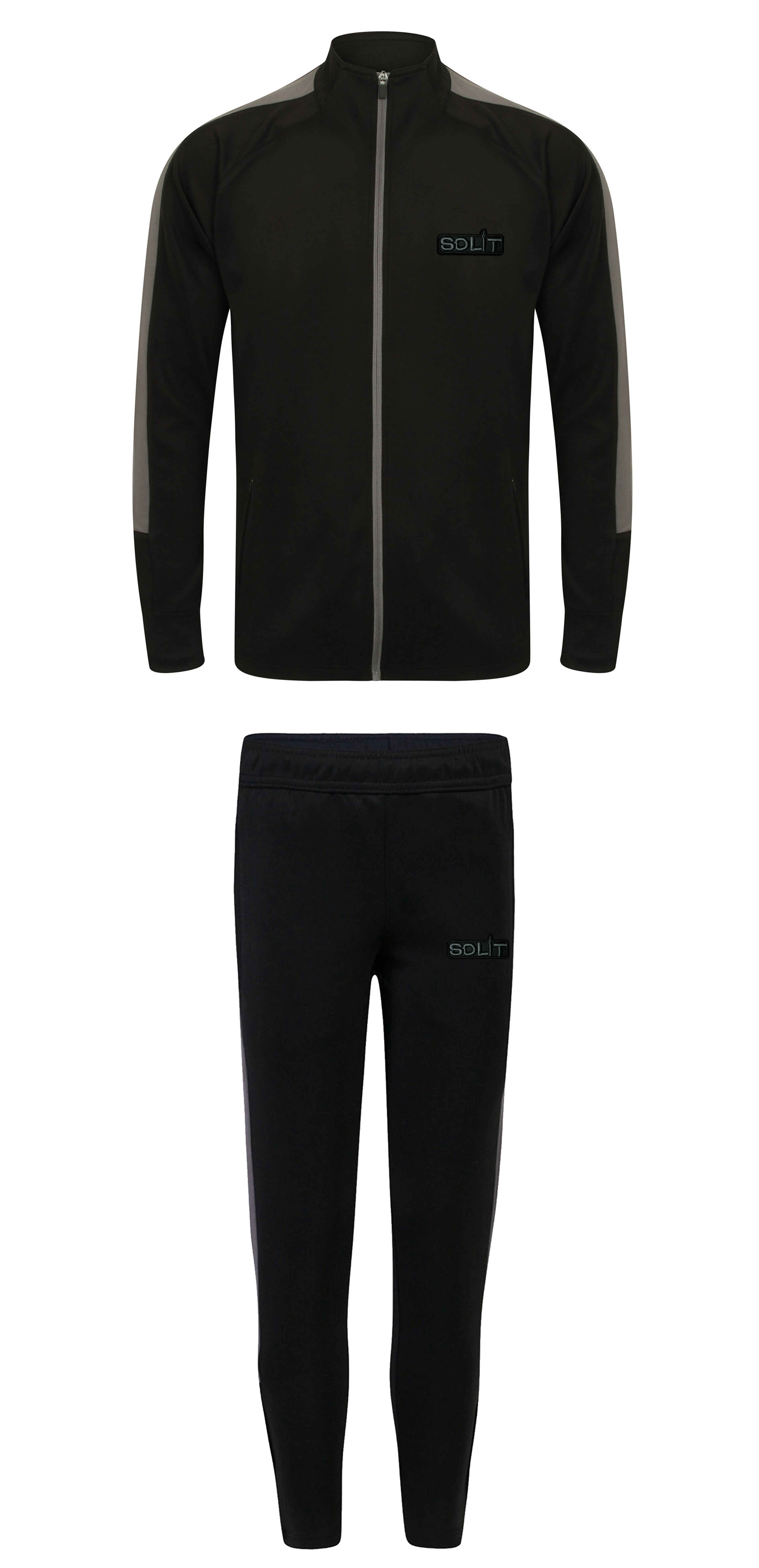 Black and Charcoal Gym Fit Tracky