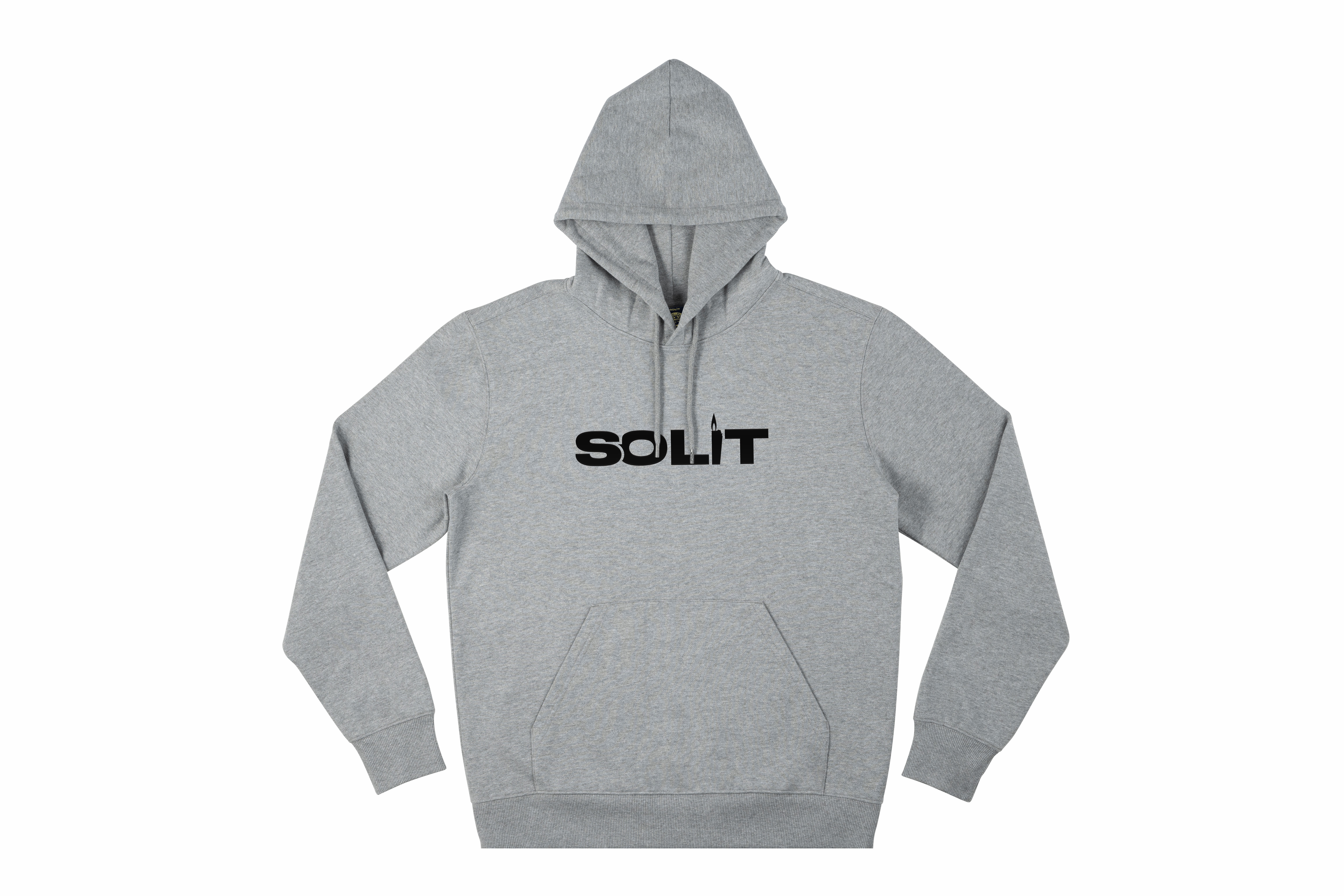 SoLit Black Raised Chest Logo Grey Pullover Hood