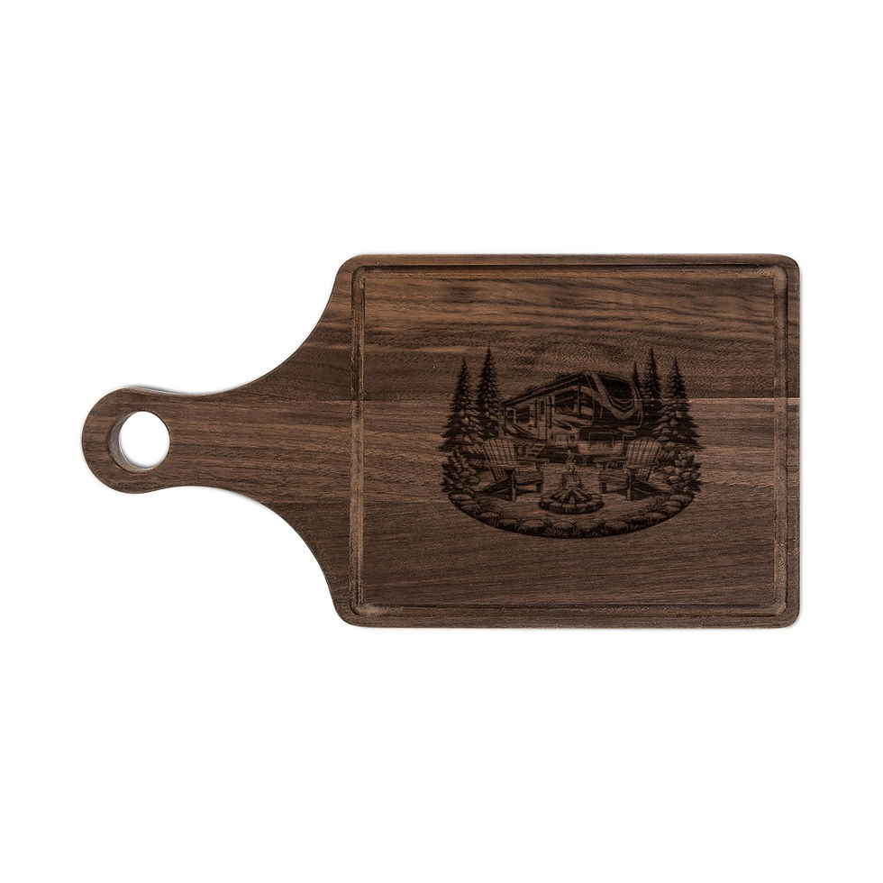 Thumbnail: Engraved Cabin Scene Wooden Cutting Board – Rustic Mountain Lodge Kitchen Decor