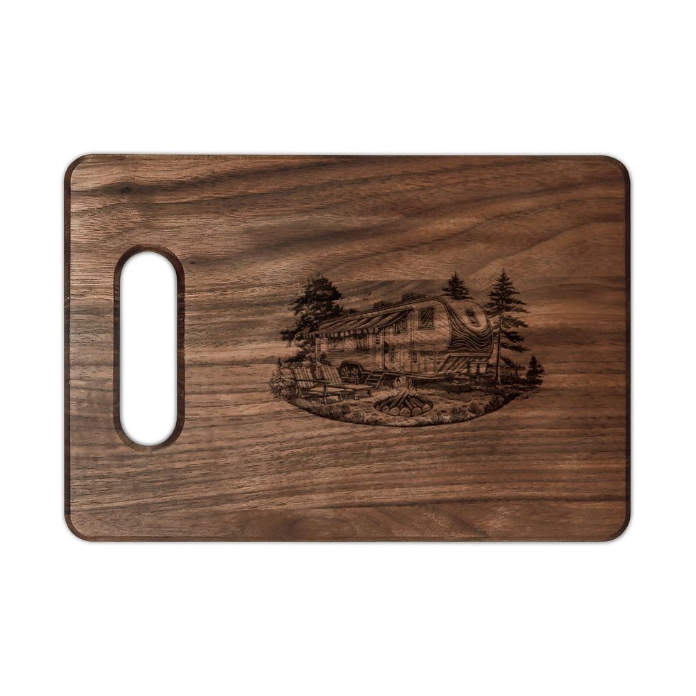 Thumbnail: Engraved Cottage Scene Wooden Cutting Board