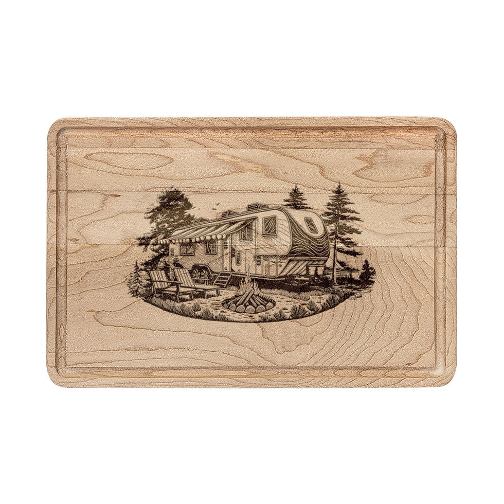 Thumbnail: Engraved Cottage Scene Wooden Cutting Board