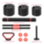 Thumbnail: 3-in-1 Dumbbells Set 20 kg Adjustable Dumbbells with Extra Barbell Bar 
