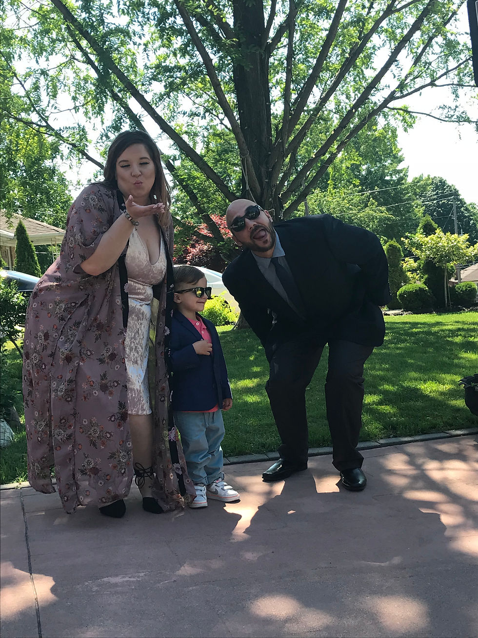 Dan, Krystina, Xavier driveway silly picture