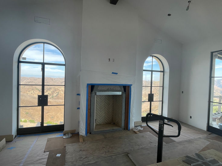Interior room with mountain view during construction, Orange County Santa Barbara Hacienda