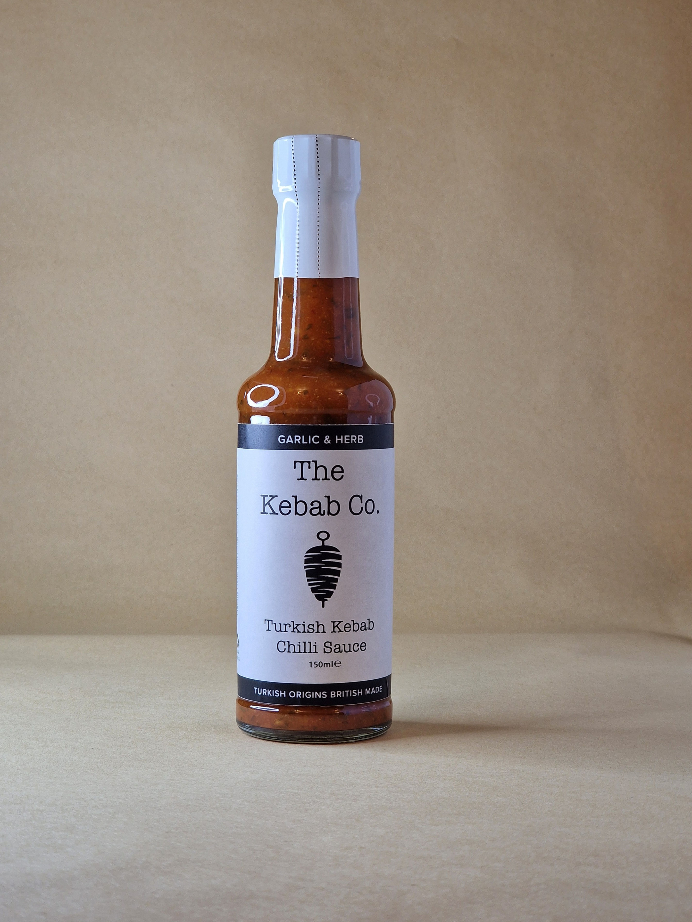 1x 150ml bottle of Garlic & Herb Turkish Kebab Chilli Sauce.