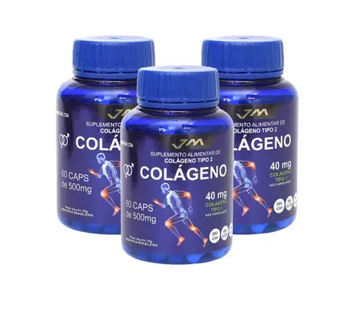 Kit 3 potes Colágeno Tipo 2 40mg 180caps