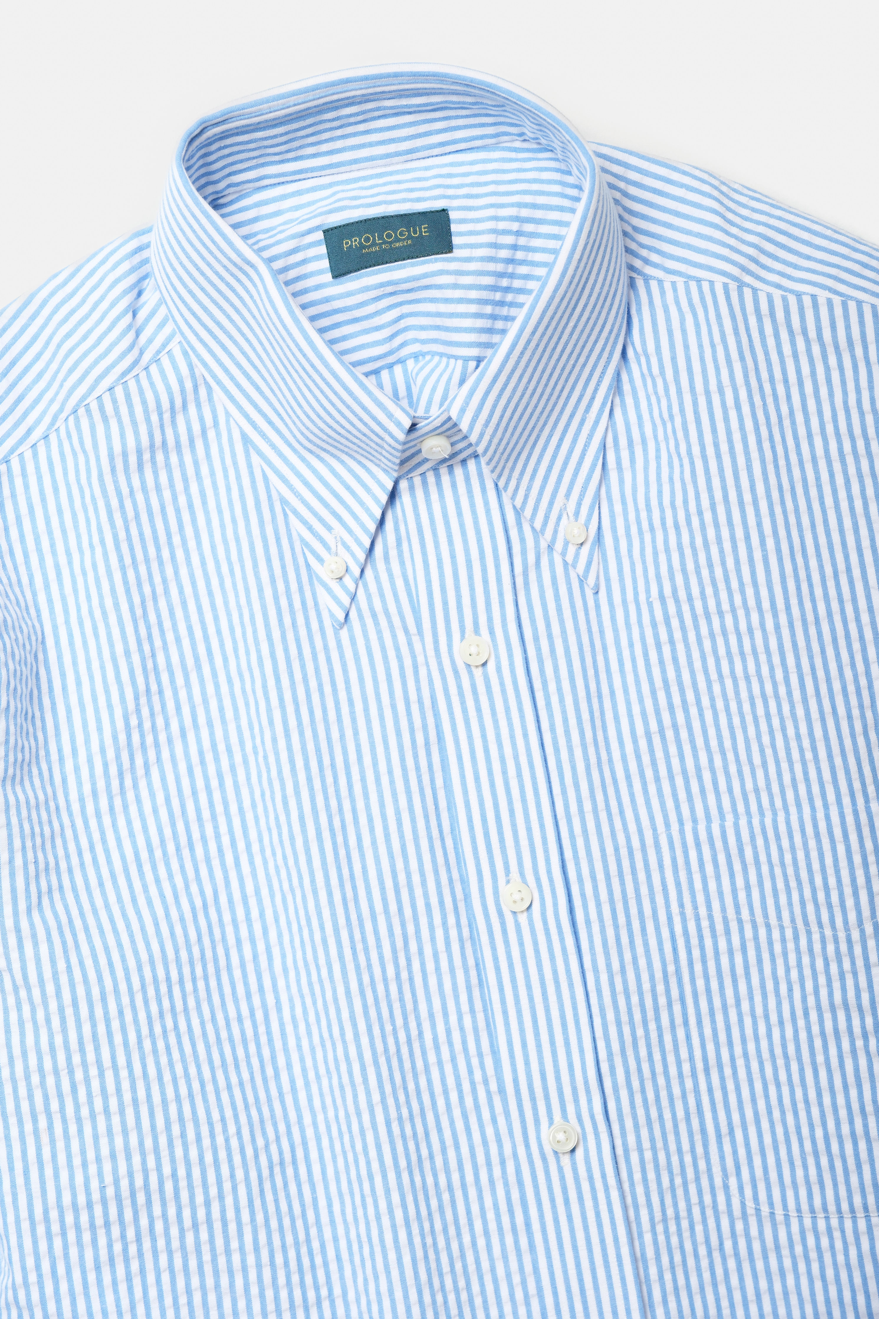Blue Seersucker Button-down Sports Shirt
