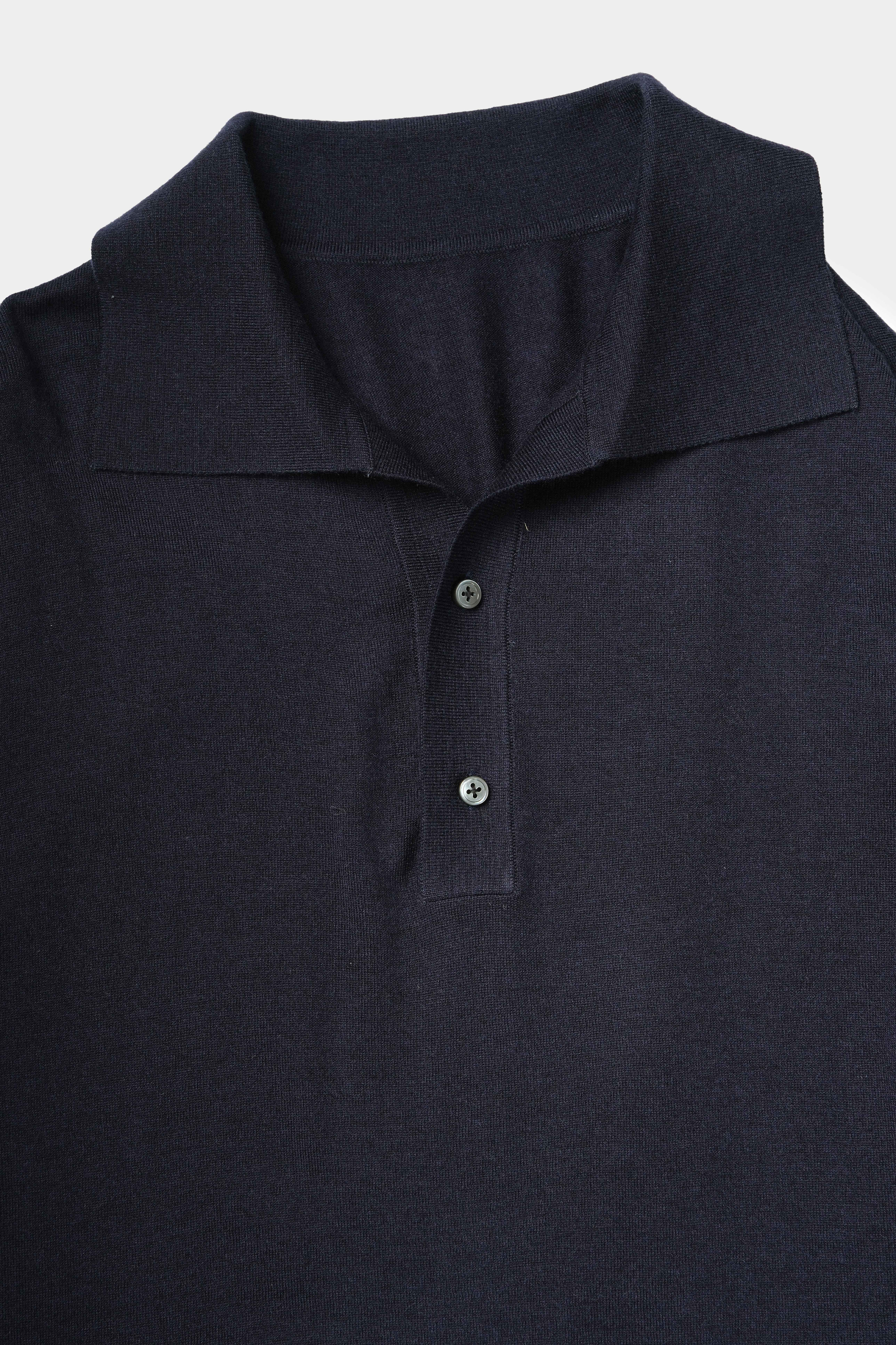 Navy Merino Wool Polo