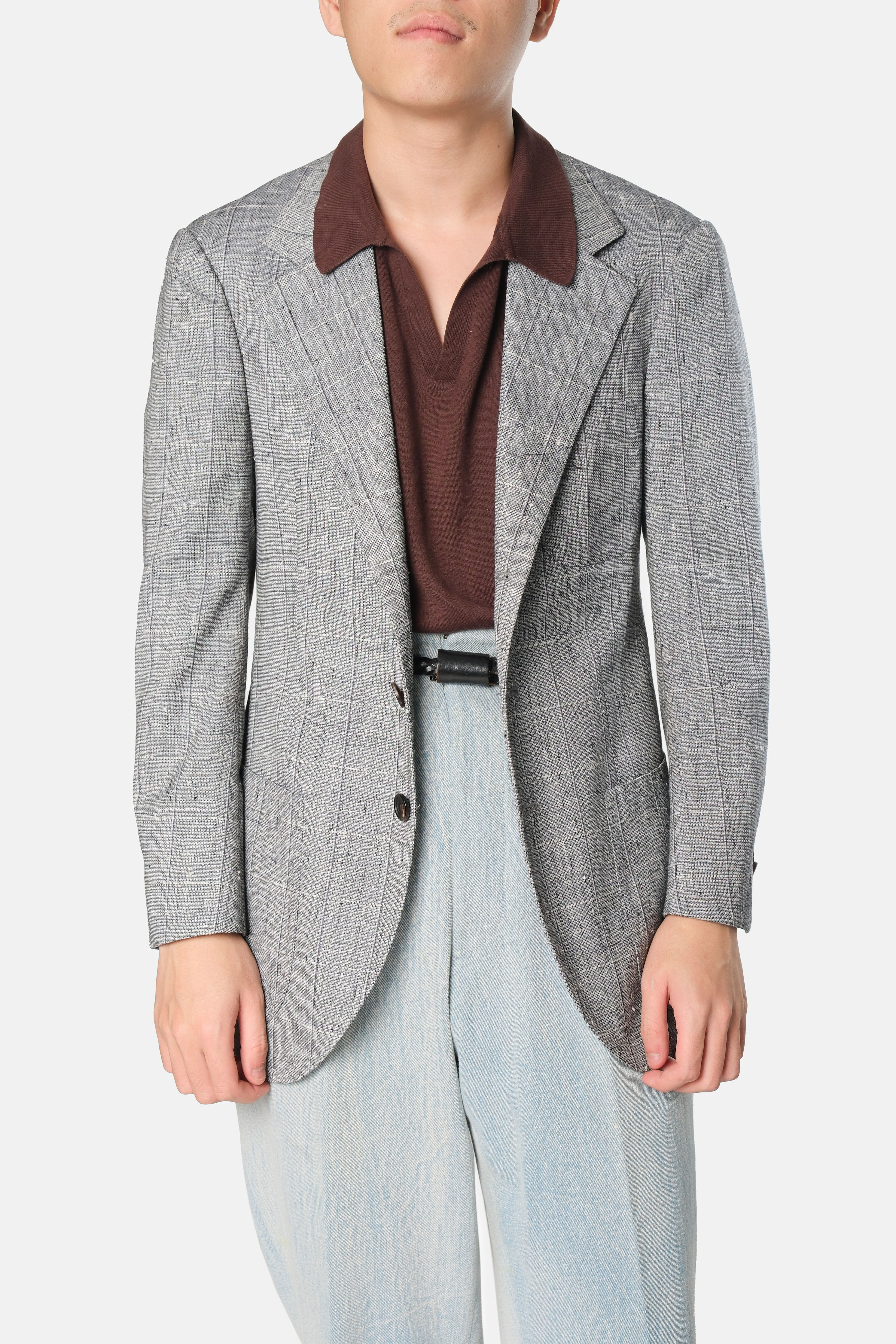 Grey Check Single Breasted Jacket