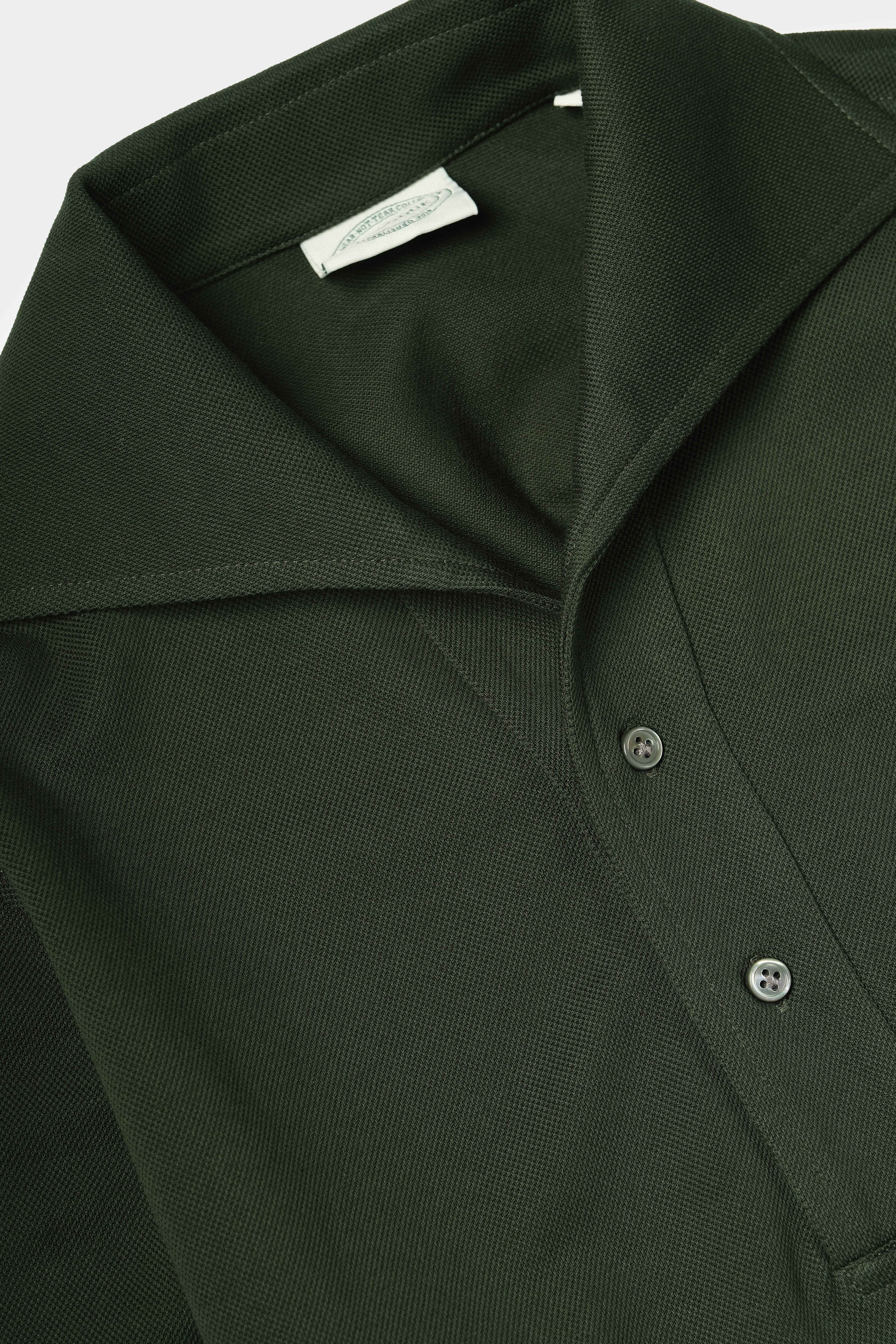 Forest Green Long Sleeve Spread Collar Polo