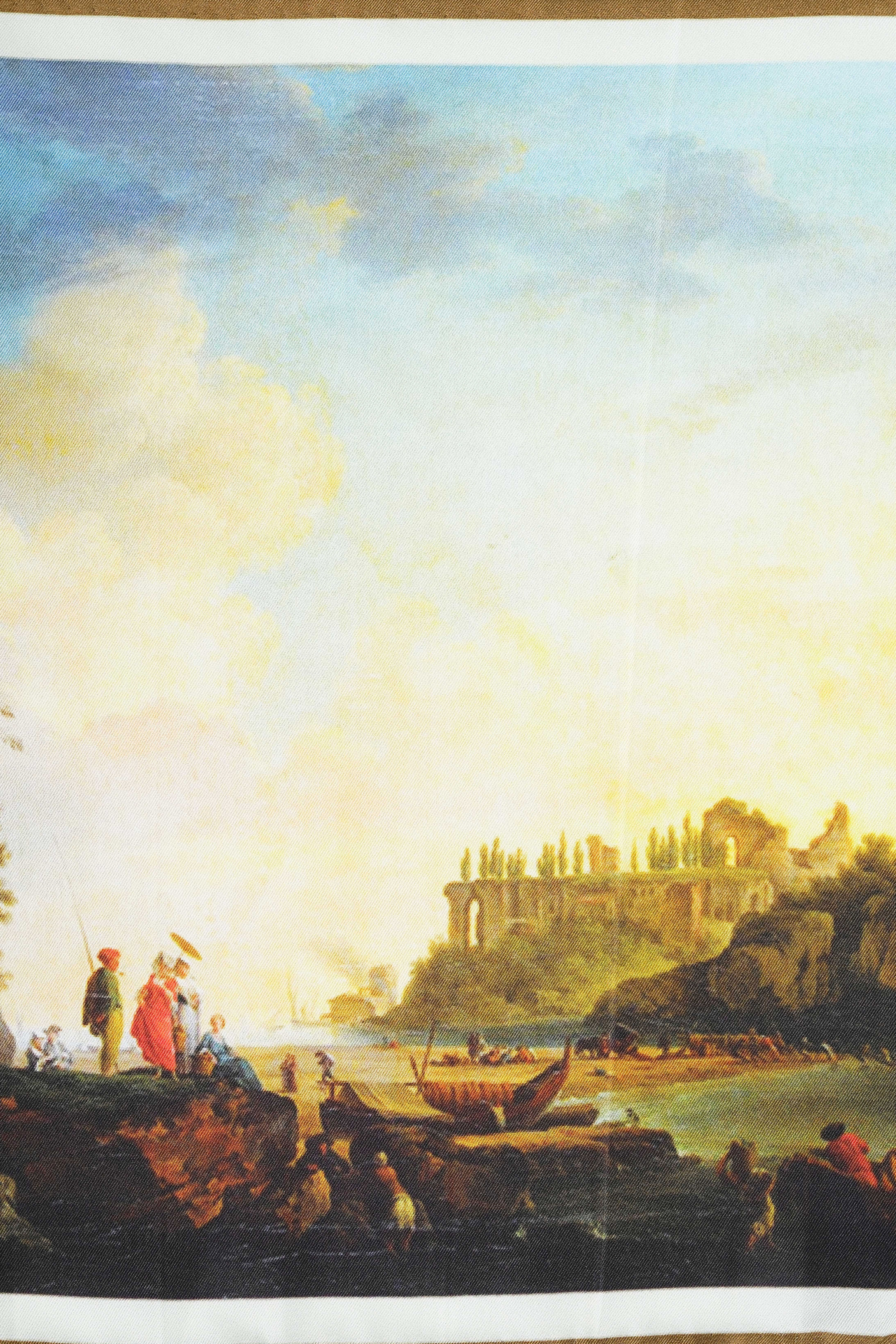 Ruins Near The Mouth Of a River Silk Pocket Square