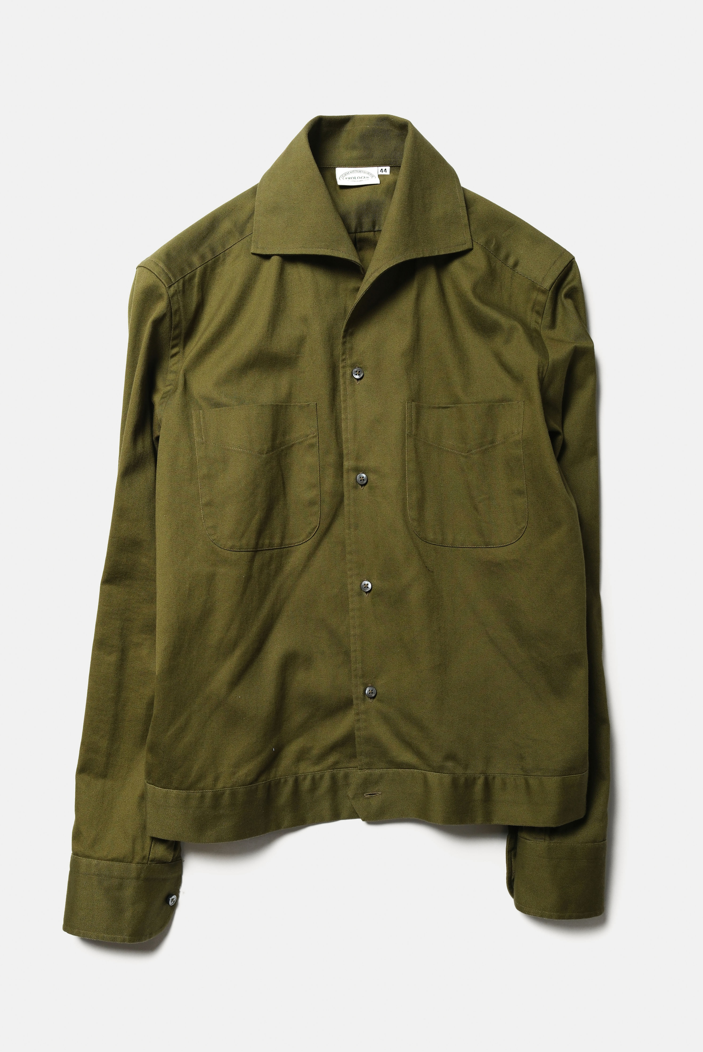 Olive Cotton Capri Collar Overshirt Jacket