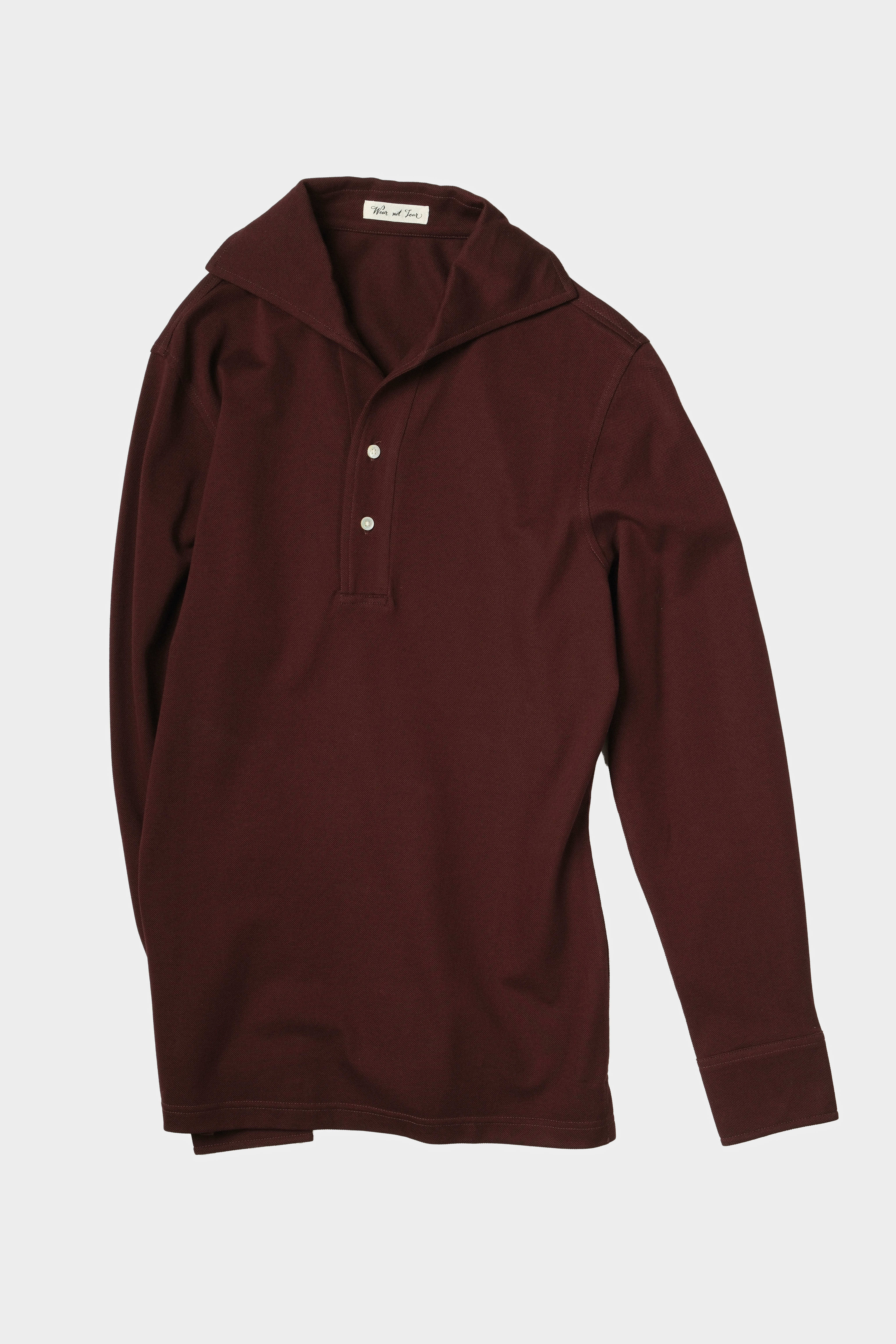 Burgundy Long Sleeve Spread Collar Polo