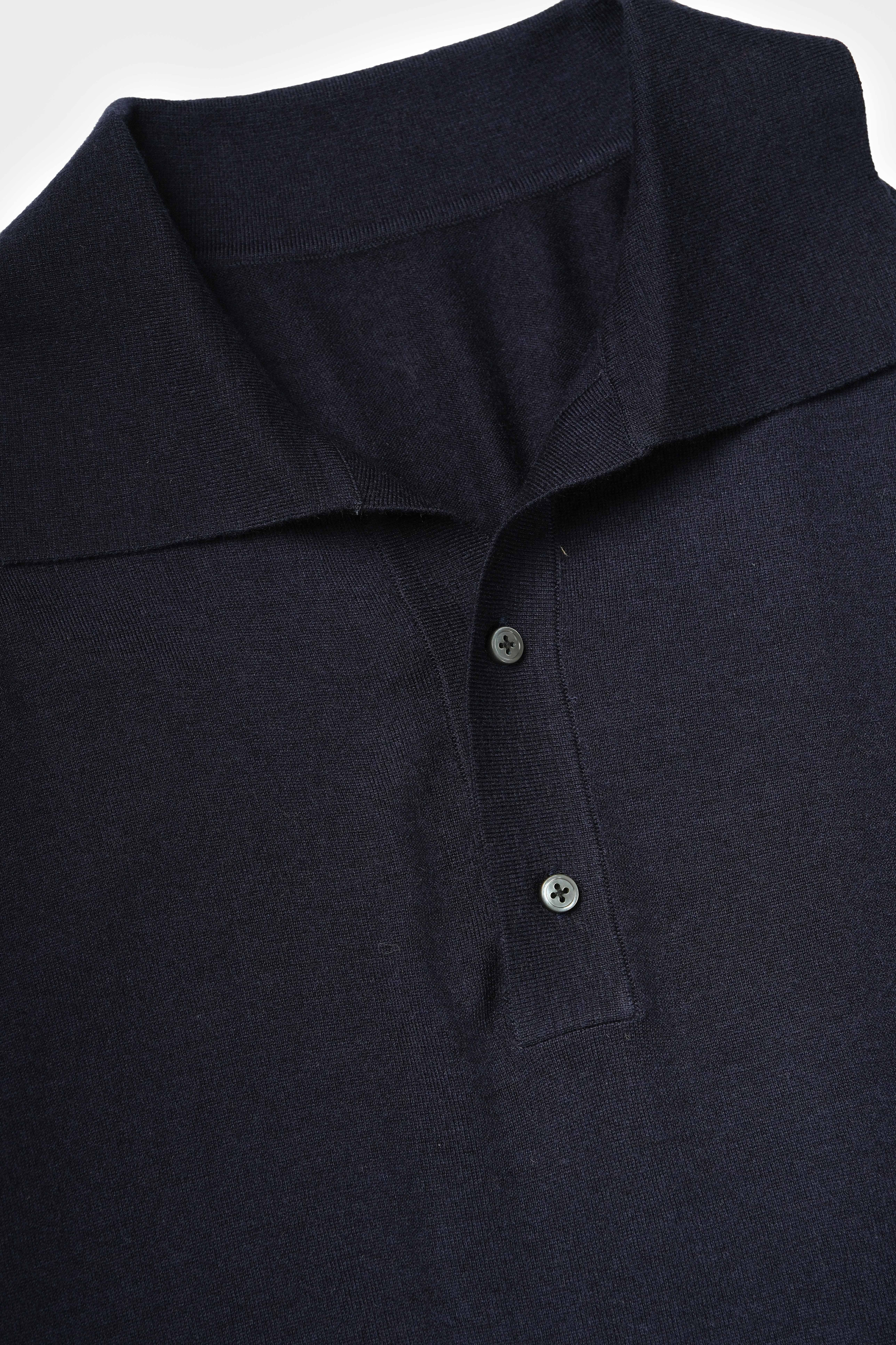 Navy Merino Wool Polo