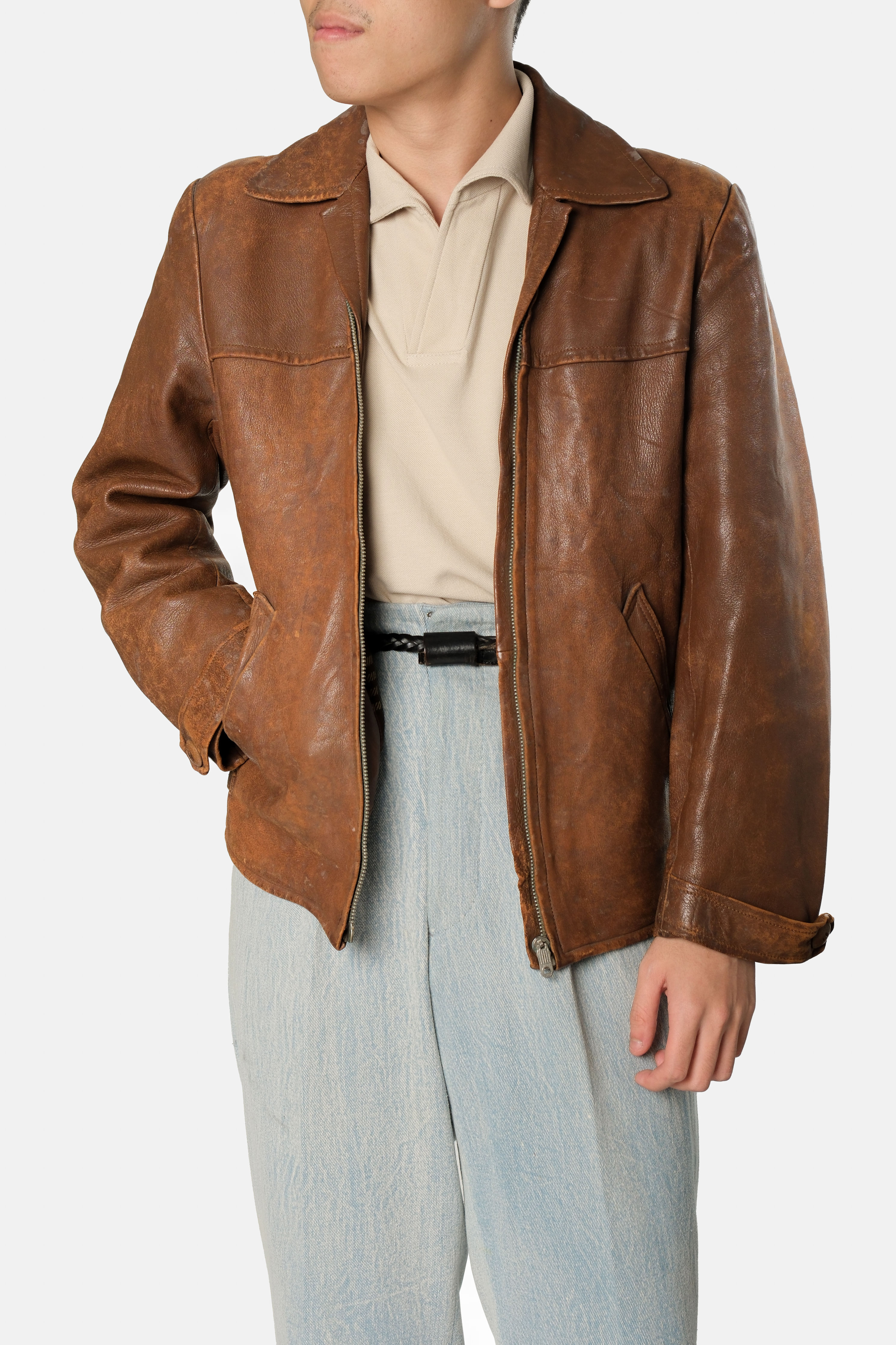 Brown Vintage Brown Cafe Racer Leather Jacket