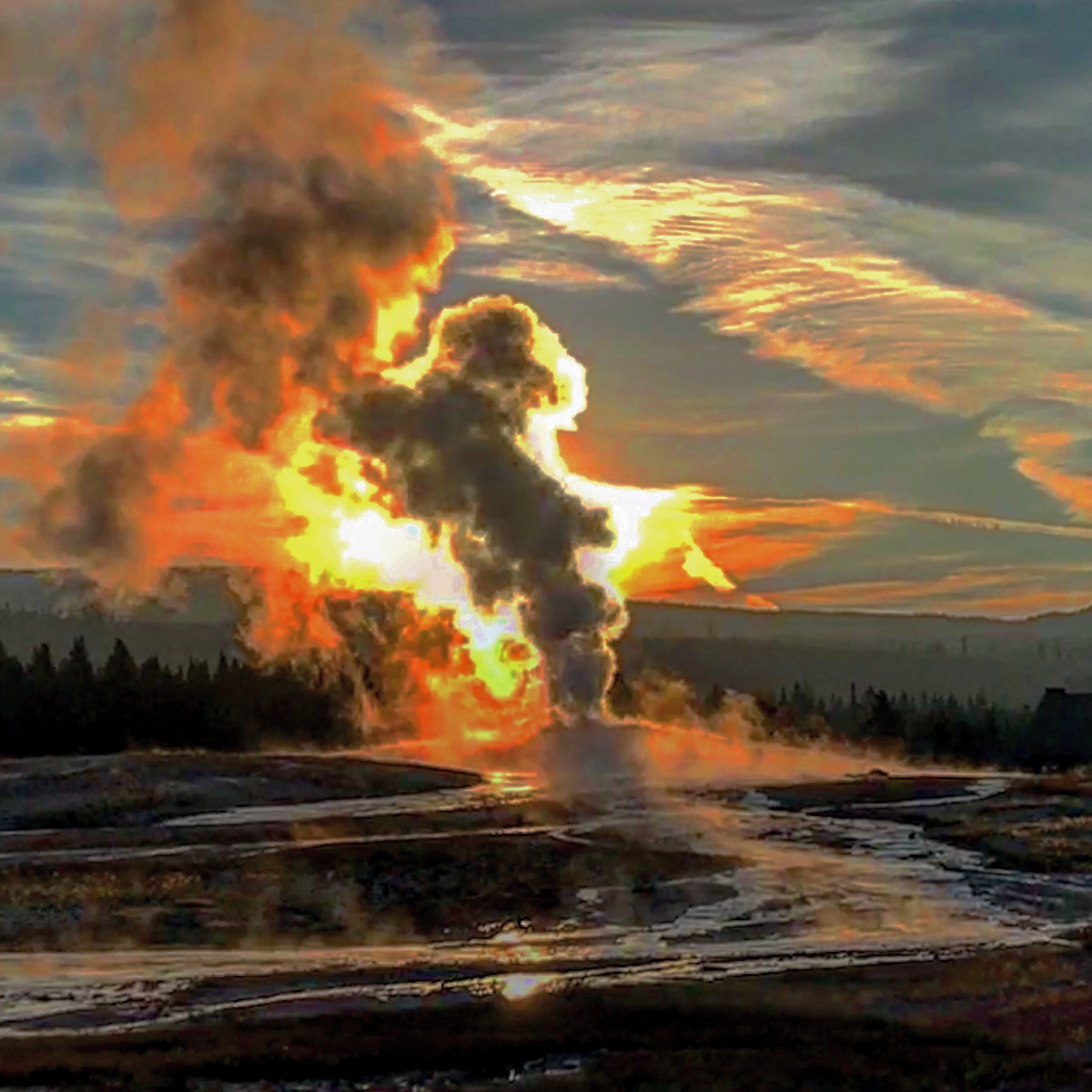 Sunrise at Old Faithful